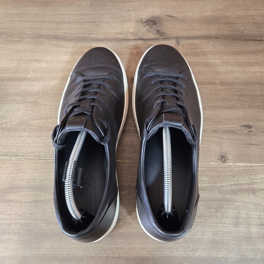 ECCO Shoes Soft 7 Men's Size 11-11.5 U.S (45) city Black Leather Low Top Lace Up - Picture 3 of 8